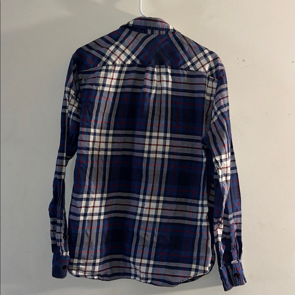 American Eagle Outfitters Navy and Red Plaid Shirt - Picture 5 of 5